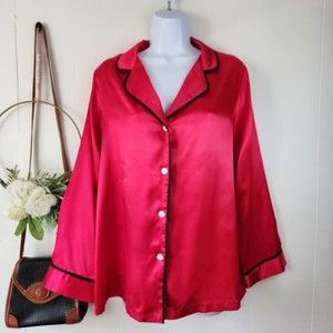 Oscar de la Renta Pink Label Red Pajama Top Size Medium